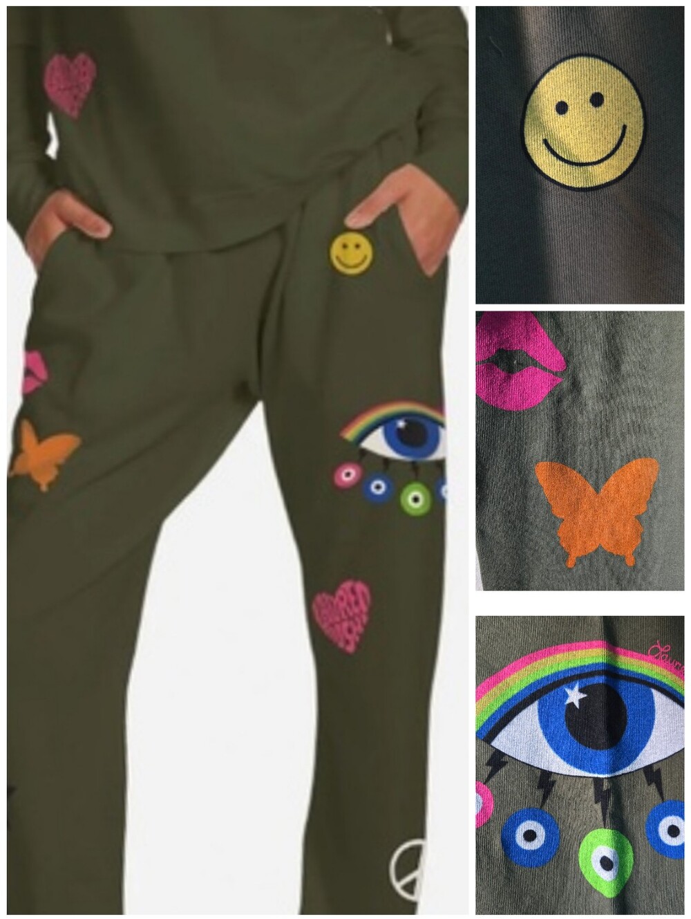 Lauren Moshi Rainbow Evil Eye alana copped sweatpants